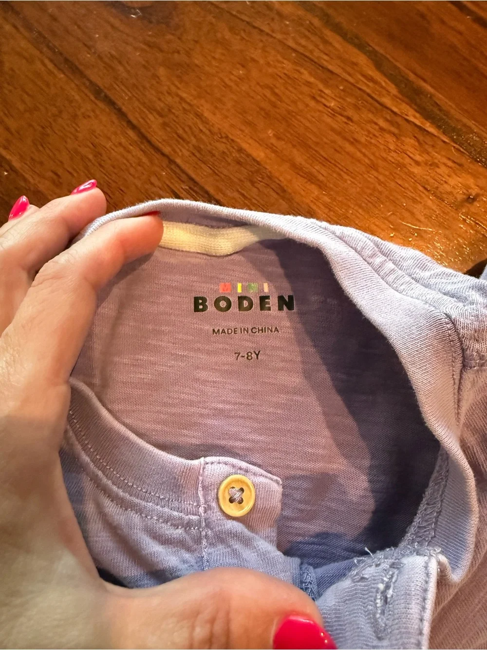 Mini Boden Short Sleeve Pocket Slub Cotton Henley Shirt - Lavender Size 7-8